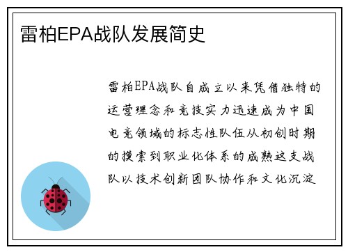 雷柏EPA战队发展简史